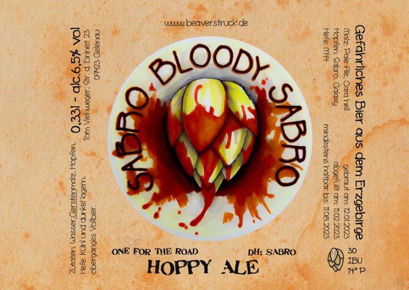 Etikett A6 SABRO BLOODY SABRO