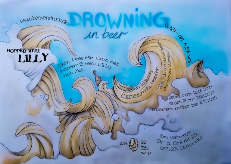 Etikett A6 DROWNING IN BEER 2